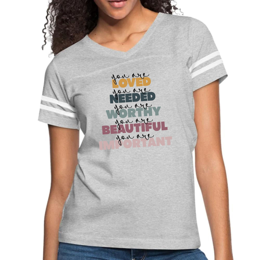 Womens Vintage Sport Graphic T-shirt - you are Loved Inspiration