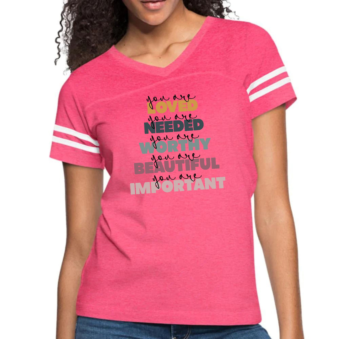 Womens Vintage Sport Graphic T-shirt - you are Loved Inspiration