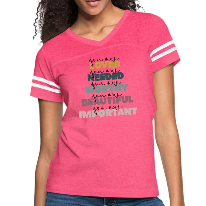 Womens Vintage Sport Graphic T-shirt - you are Loved Inspiration