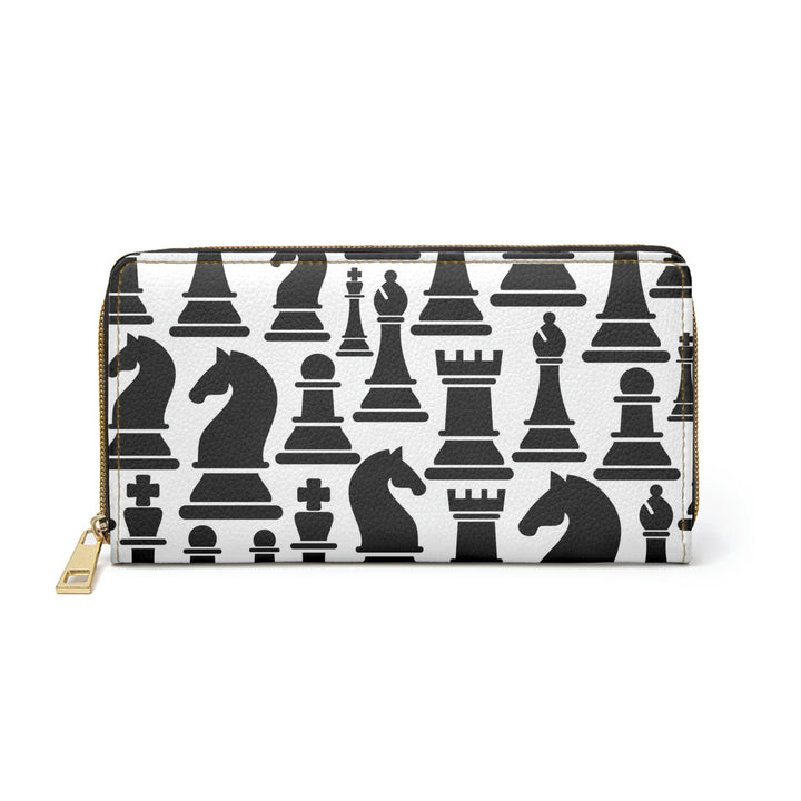 Womens Zipper Wallet Black and White Chess Print - Bags | Zipper Wallets