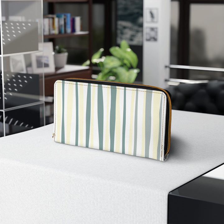 Zipper Wallet Blue Green Stripes - Bags | Zipper Wallets