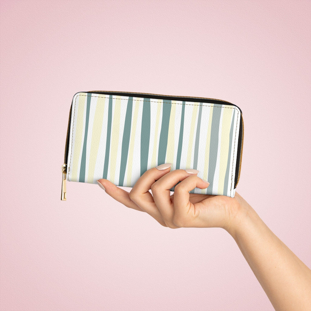 Zipper Wallet Blue Green Stripes - Bags | Zipper Wallets