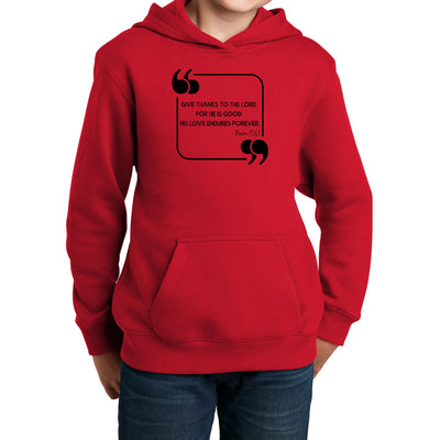 Youth Graphic Hoodie Give Thanks To The Lord Black Illustration - Youth