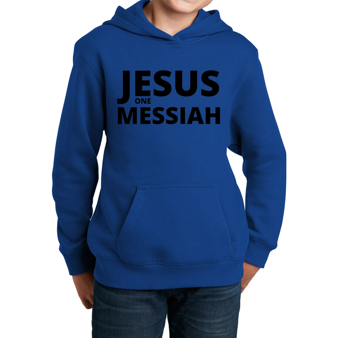 Youth Graphic Hoodie Jesus One Messiah Black Illustration - Youth | Hoodies