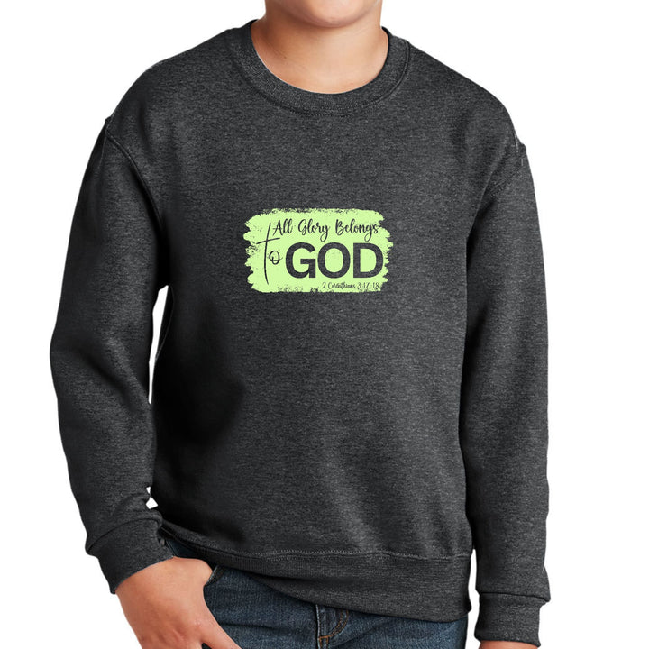 Youth Graphic Sweatshirt All Glory Belongs to God Christian Neon - Youth