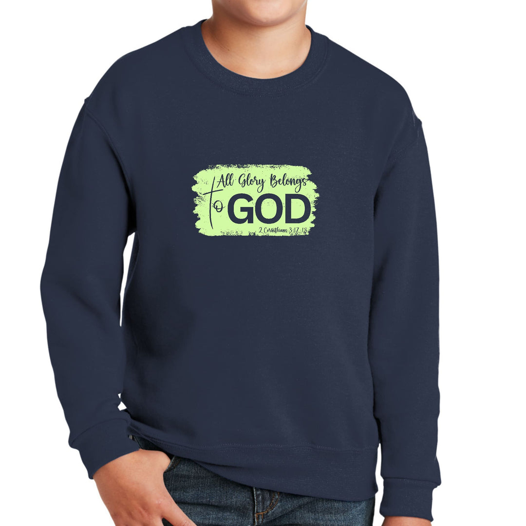 Youth Graphic Sweatshirt All Glory Belongs to God Christian Neon - Youth