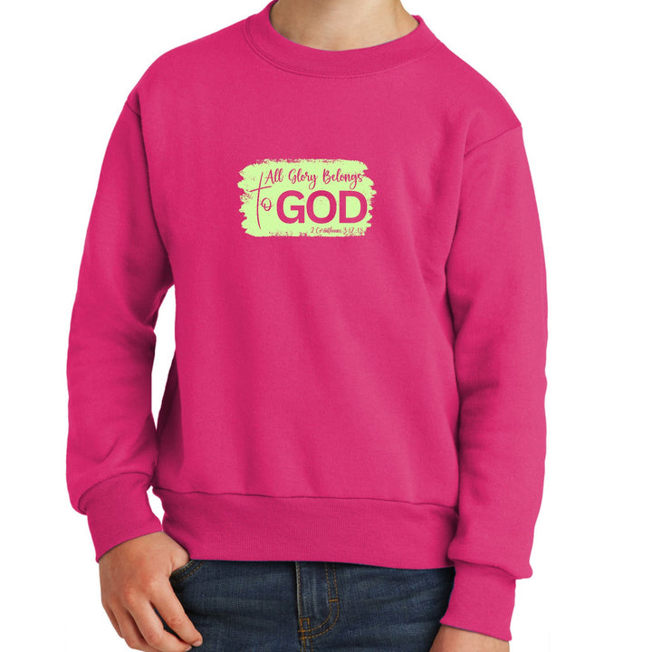 Youth Graphic Sweatshirt All Glory Belongs to God Christian Neon - Youth