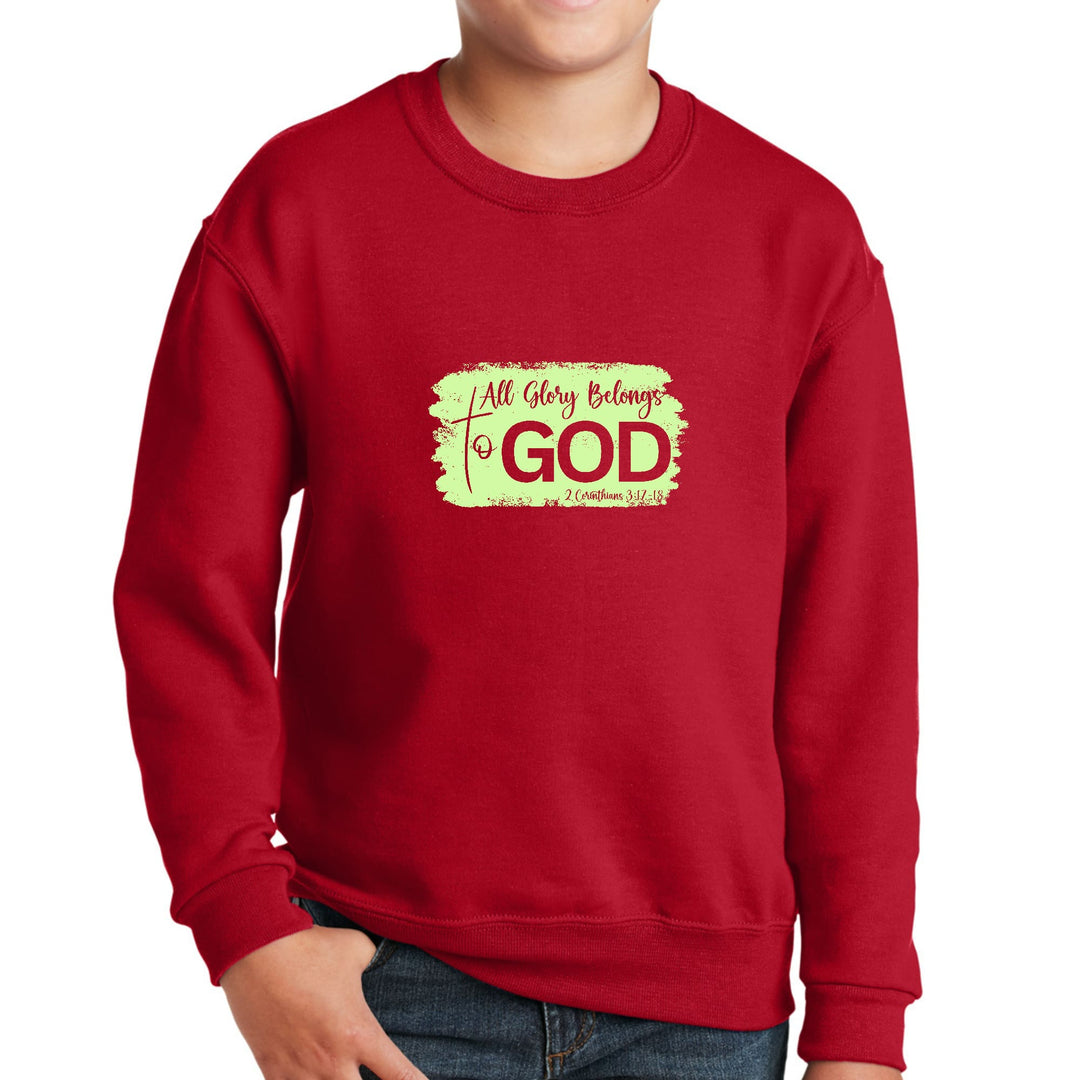 Youth Graphic Sweatshirt - All Glory Belongs to God Christian Neon