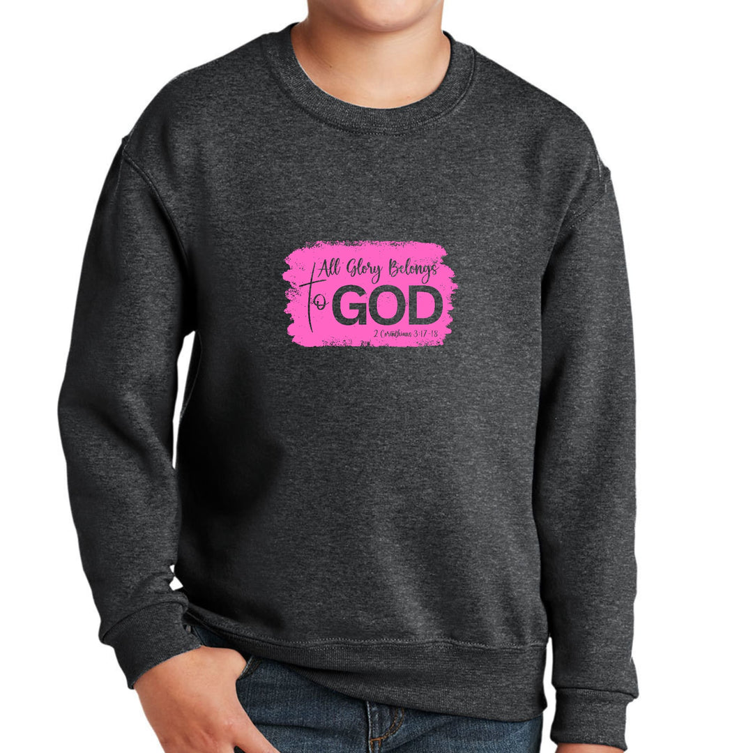 Youth Graphic Sweatshirt - All Glory Belongs to God Christian - Youth