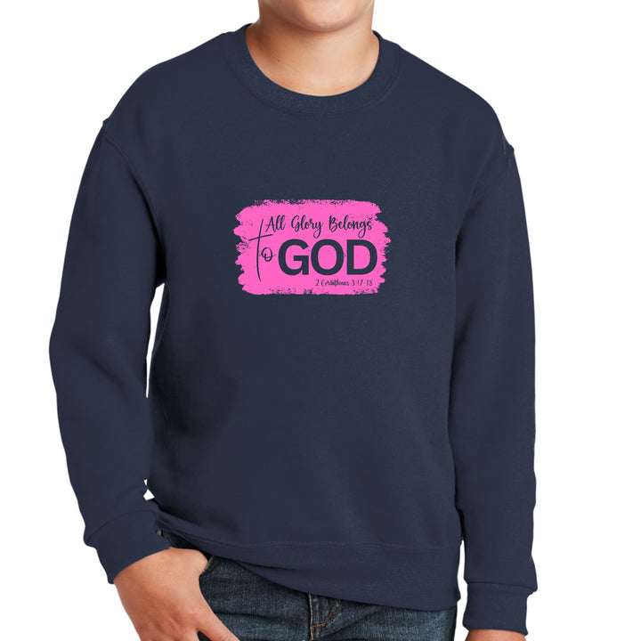 Youth Graphic Sweatshirt - All Glory Belongs to God Christian - Youth