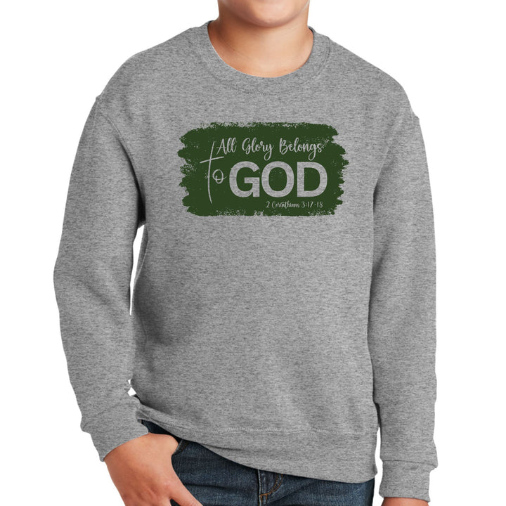 Youth Graphic Sweatshirt All Glory Belongs to God Dark Green - Youth