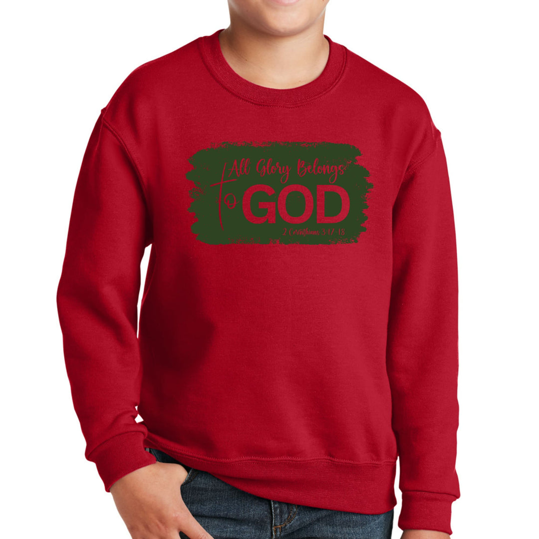 Youth Graphic Sweatshirt All Glory Belongs to God - Dark Green