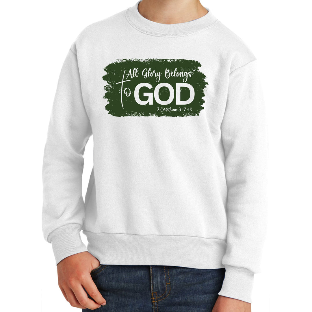 Youth Graphic Sweatshirt All Glory Belongs to God Dark Green - Youth