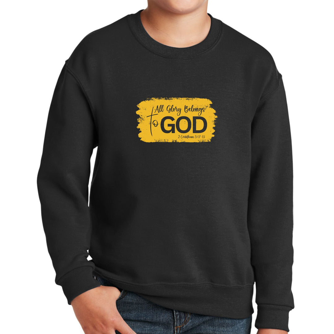 Youth Graphic Sweatshirt All Glory Belongs to God Golden Yellow - Youth