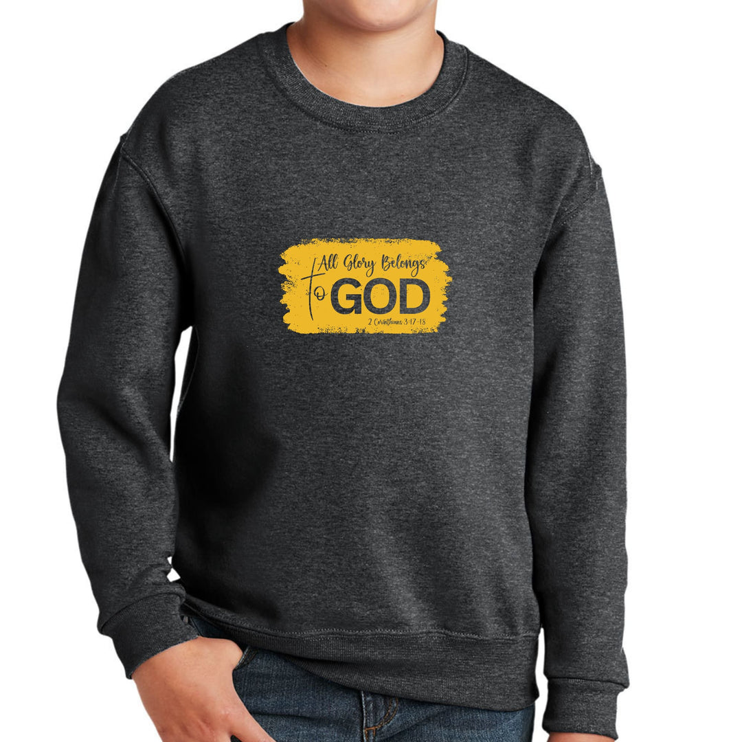 Youth Graphic Sweatshirt - All Glory Belongs to God - Golden Yellow - Youth