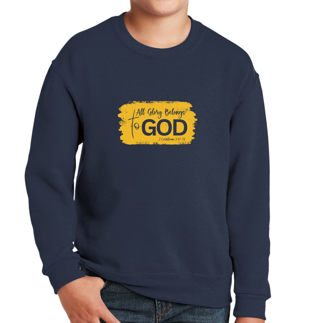 Youth Graphic Sweatshirt - All Glory Belongs to God - Golden Yellow - Youth