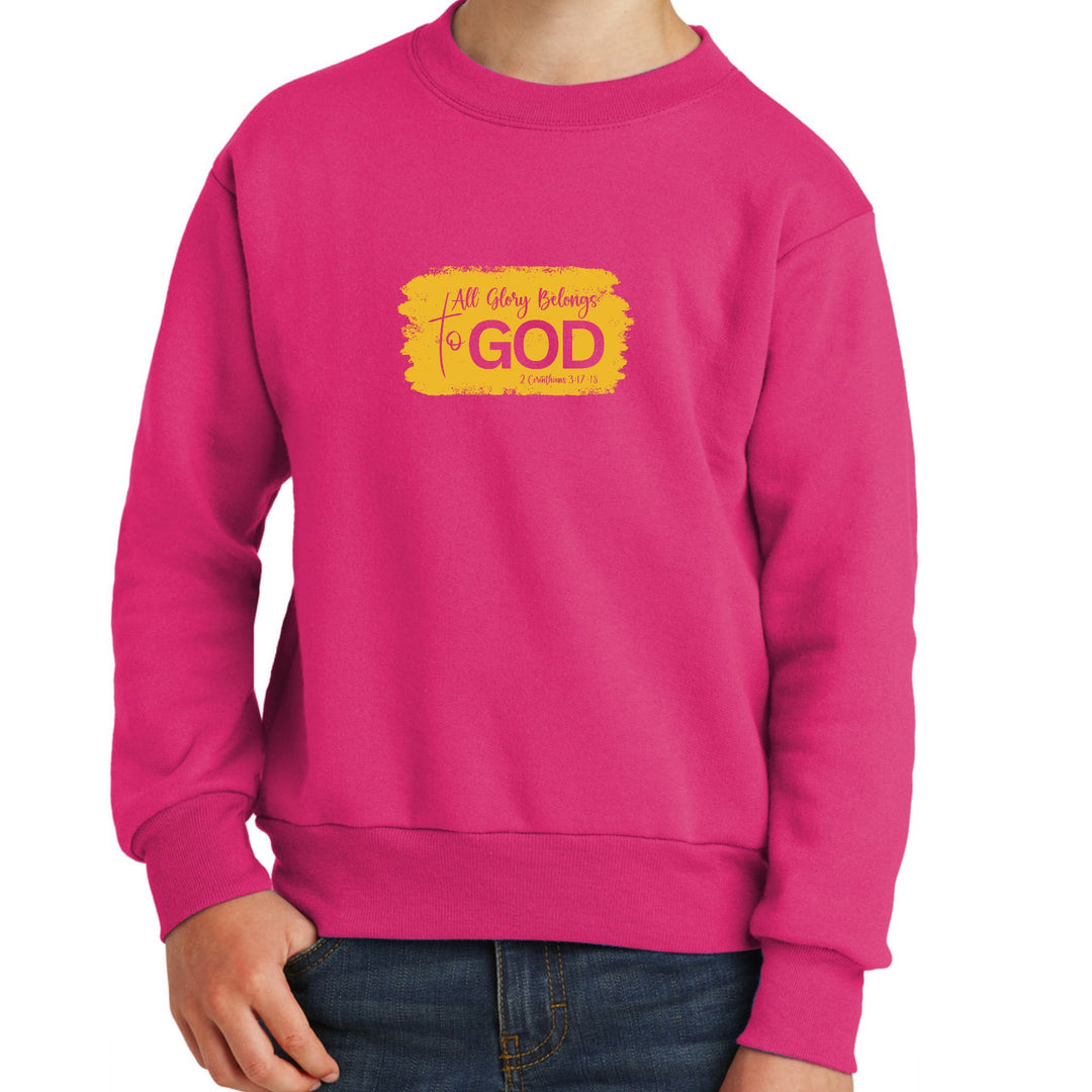 Youth Graphic Sweatshirt - All Glory Belongs to God - Golden Yellow - Youth