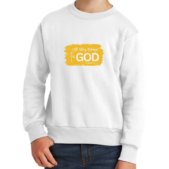 Youth Graphic Sweatshirt - All Glory Belongs to God - Golden Yellow - Youth