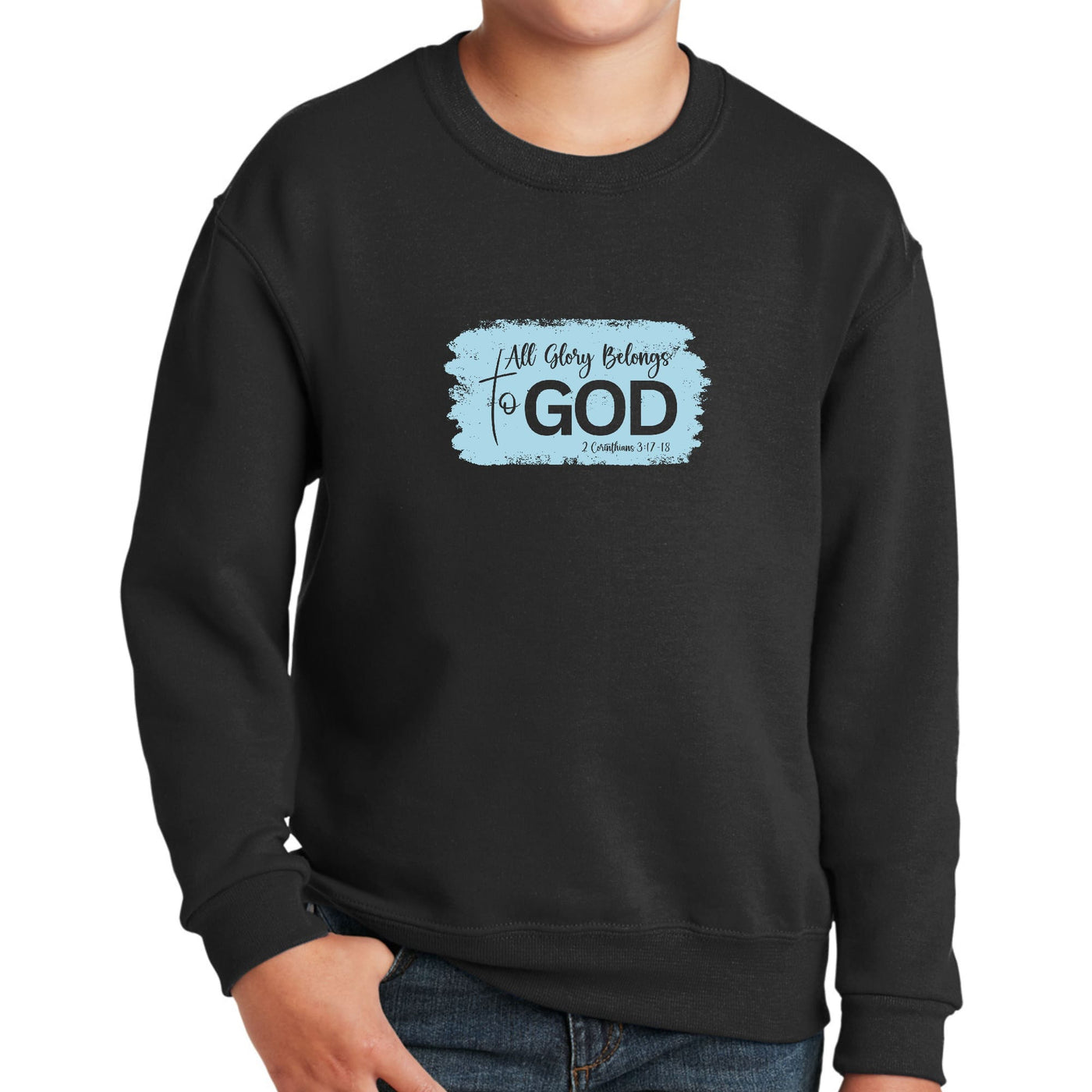 Youth Graphic Sweatshirt All Glory Belongs To God Light Blue - Youth