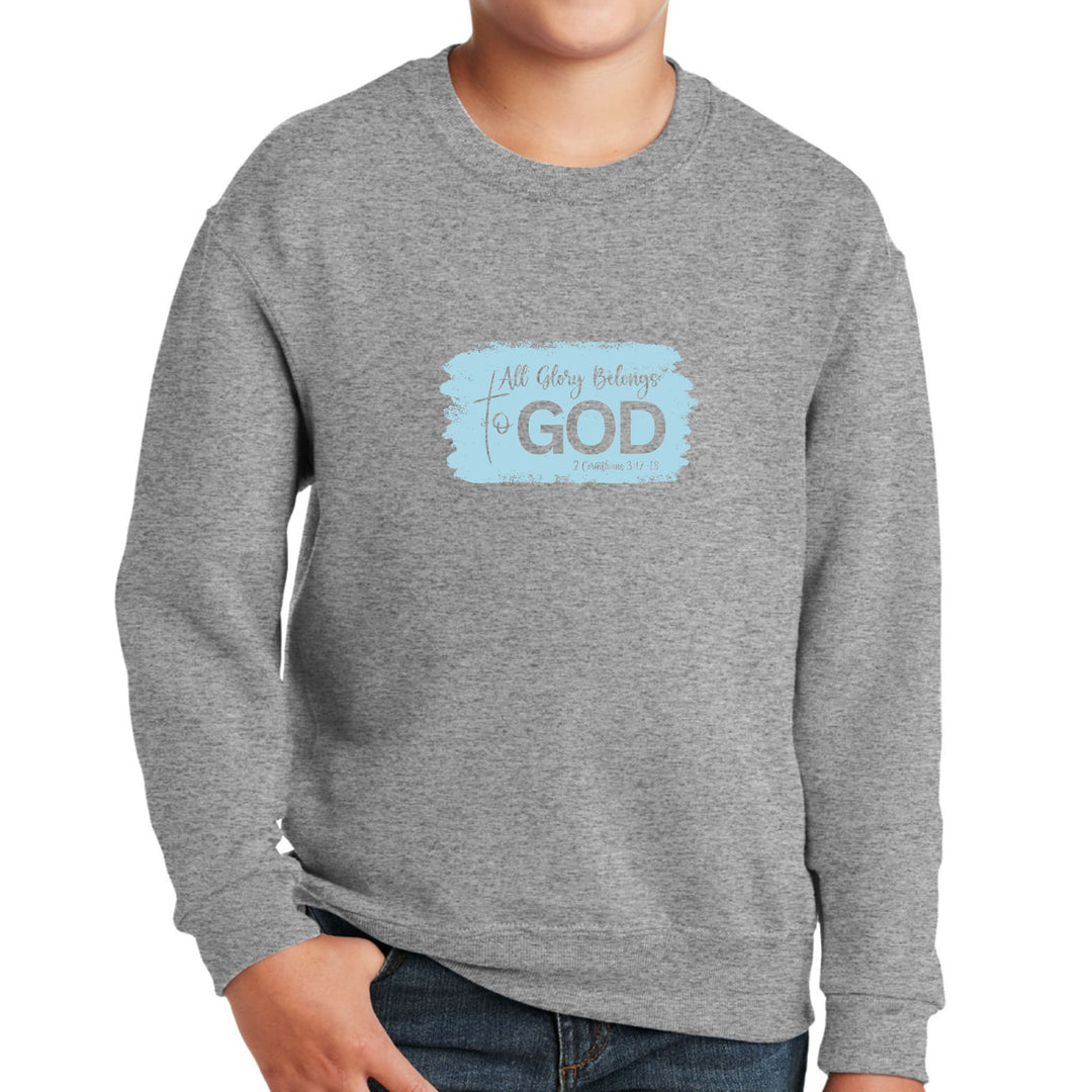 Youth Graphic Sweatshirt All Glory Belongs to God Light Blue - Youth