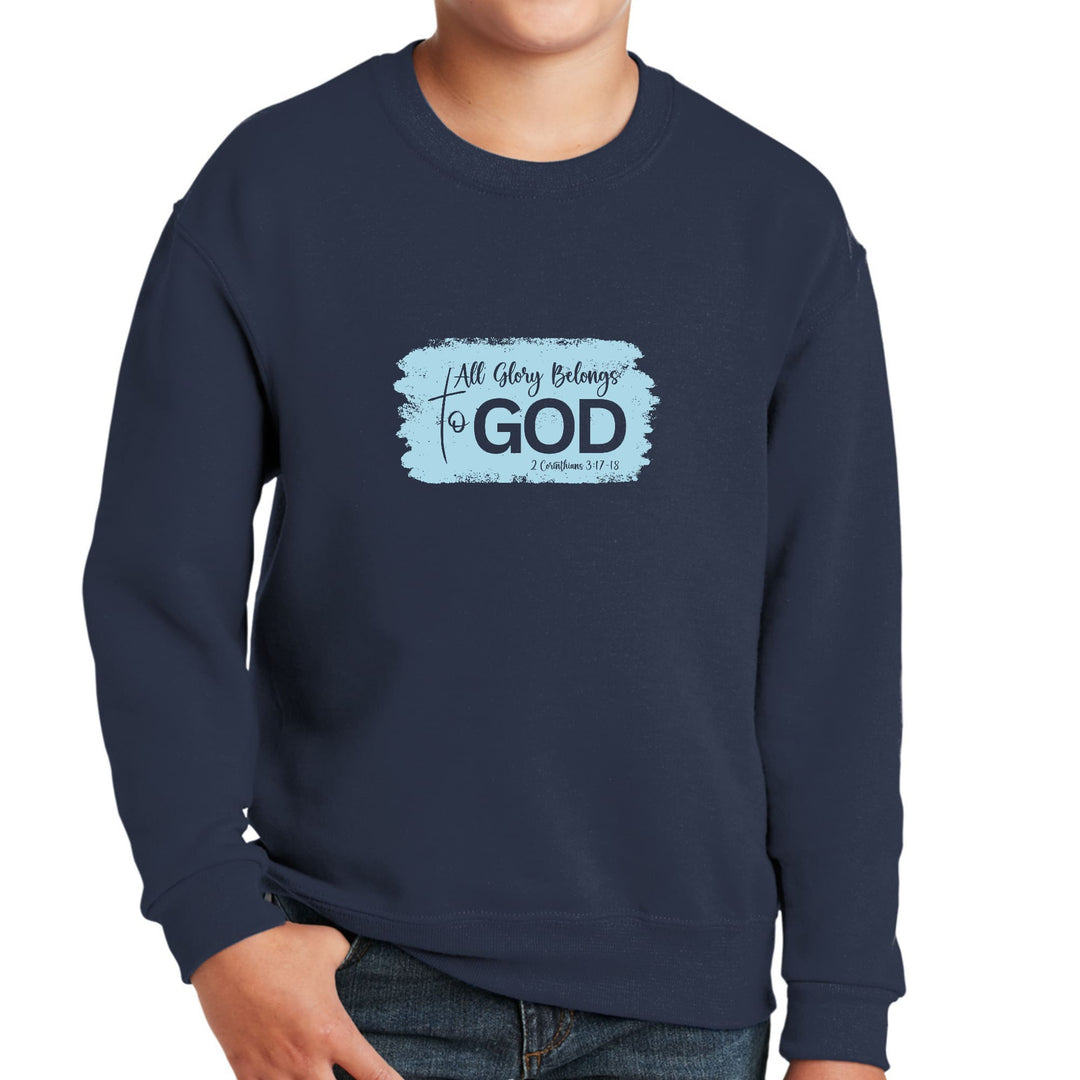 Youth Graphic Sweatshirt All Glory Belongs to God Light Blue - Youth