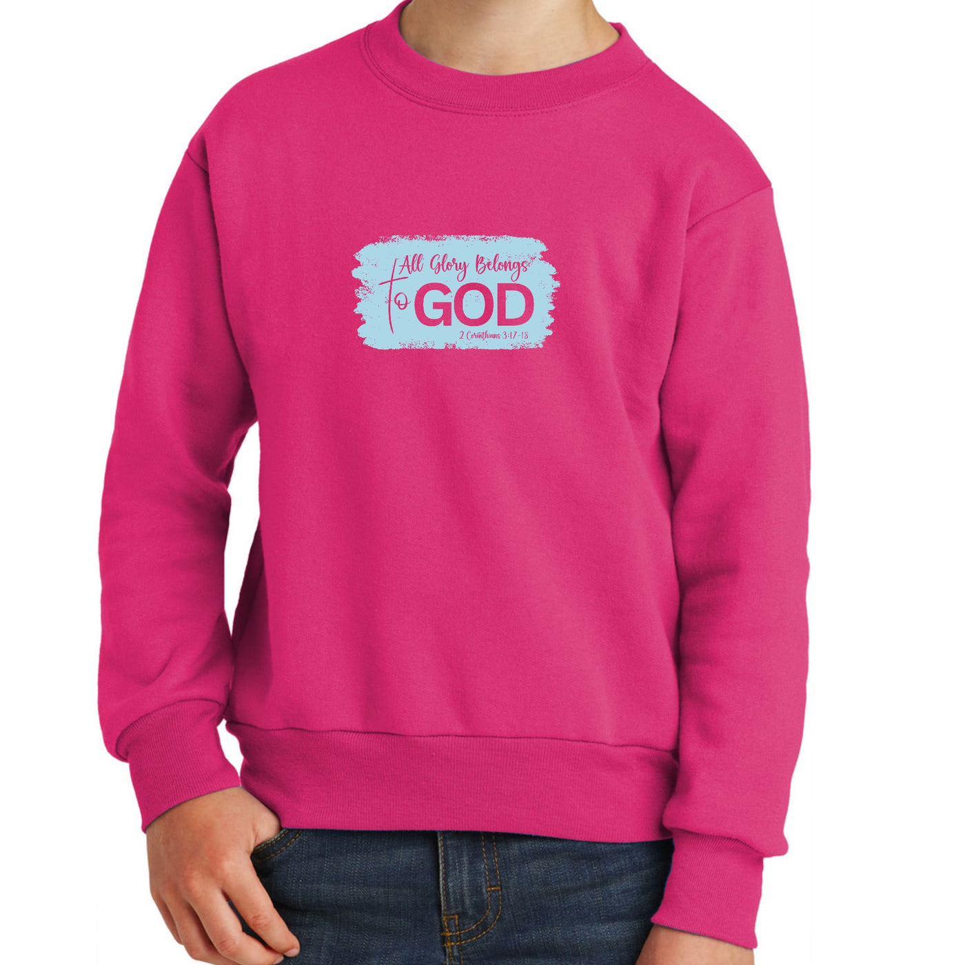 Youth Graphic Sweatshirt All Glory Belongs To God Light Blue - Youth