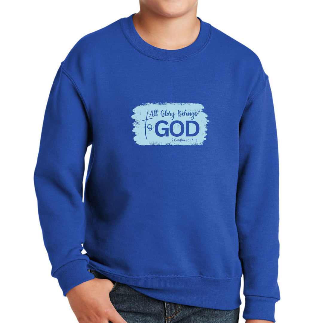 Youth Graphic Sweatshirt All Glory Belongs to God Light Blue - Youth