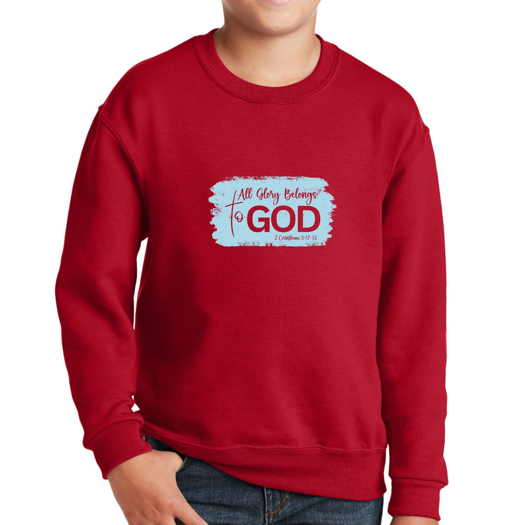 Youth Graphic Sweatshirt - All Glory Belongs to God - Light Blue