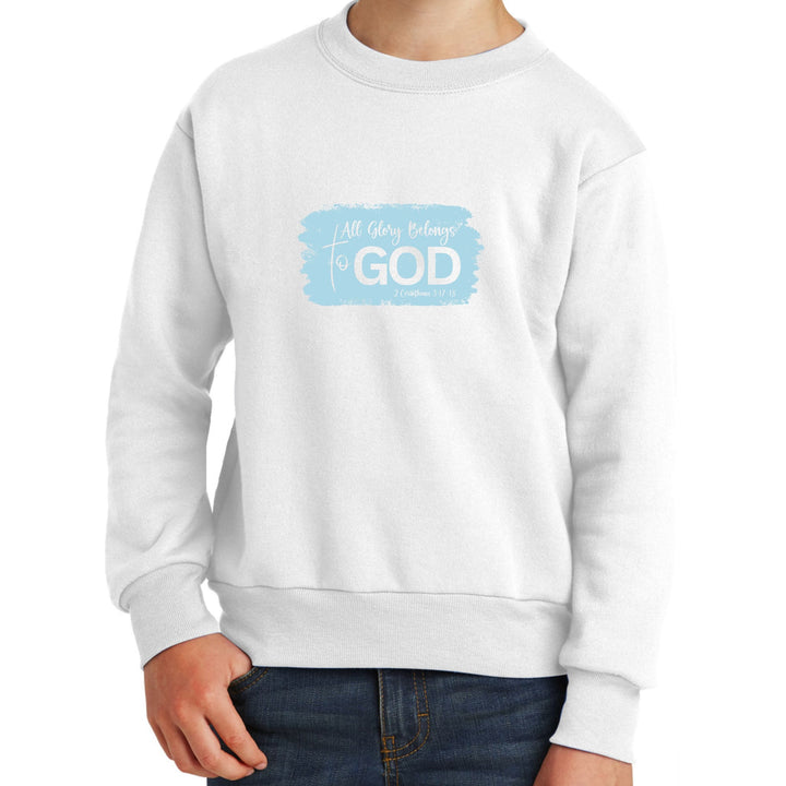 Youth Graphic Sweatshirt All Glory Belongs to God Light Blue - Youth