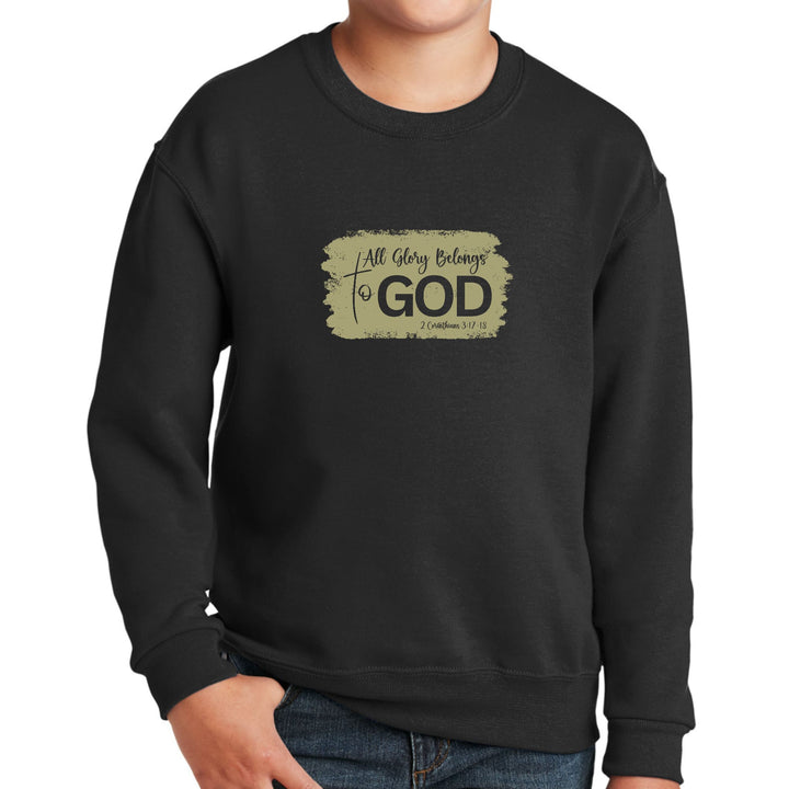 Youth Graphic Sweatshirt All Glory Belongs to God Olive Green - Youth