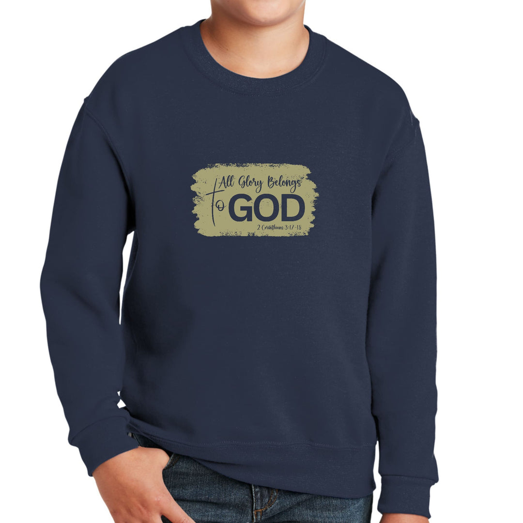 Youth Graphic Sweatshirt All Glory Belongs to God Olive Green - Youth