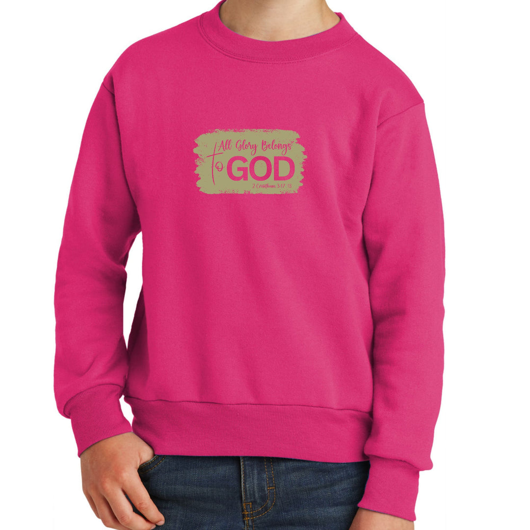 Youth Graphic Sweatshirt All Glory Belongs to God Olive Green - Youth