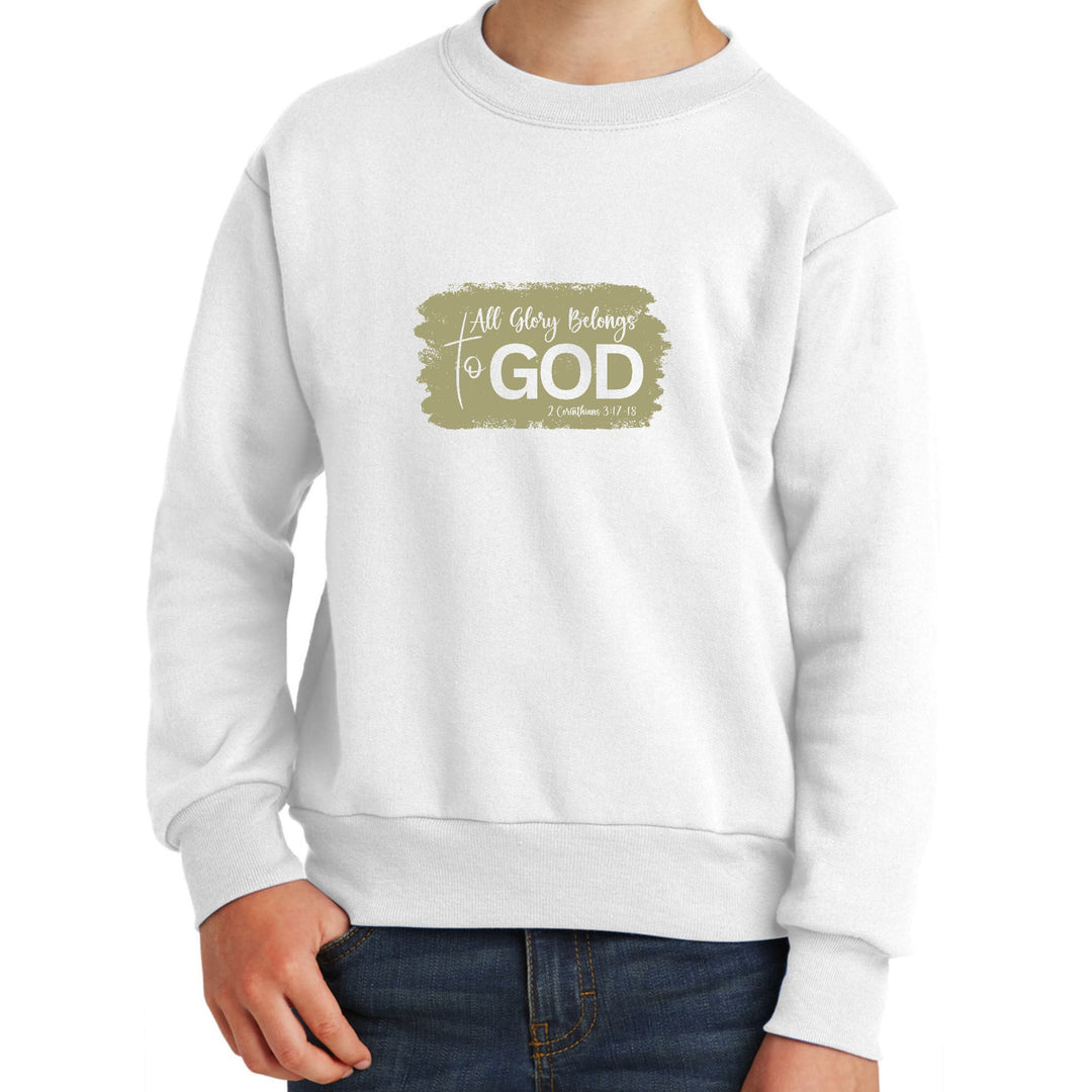 Youth Graphic Sweatshirt All Glory Belongs to God Olive Green - Youth