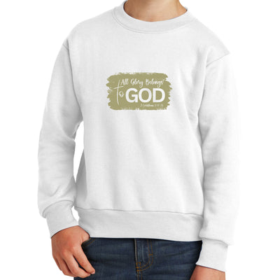 Youth Graphic Sweatshirt All Glory Belongs To God Olive Green - Youth