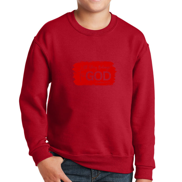 Youth Graphic Sweatshirt - All Glory Belongs to God - Red - Youth/Sweatshirts