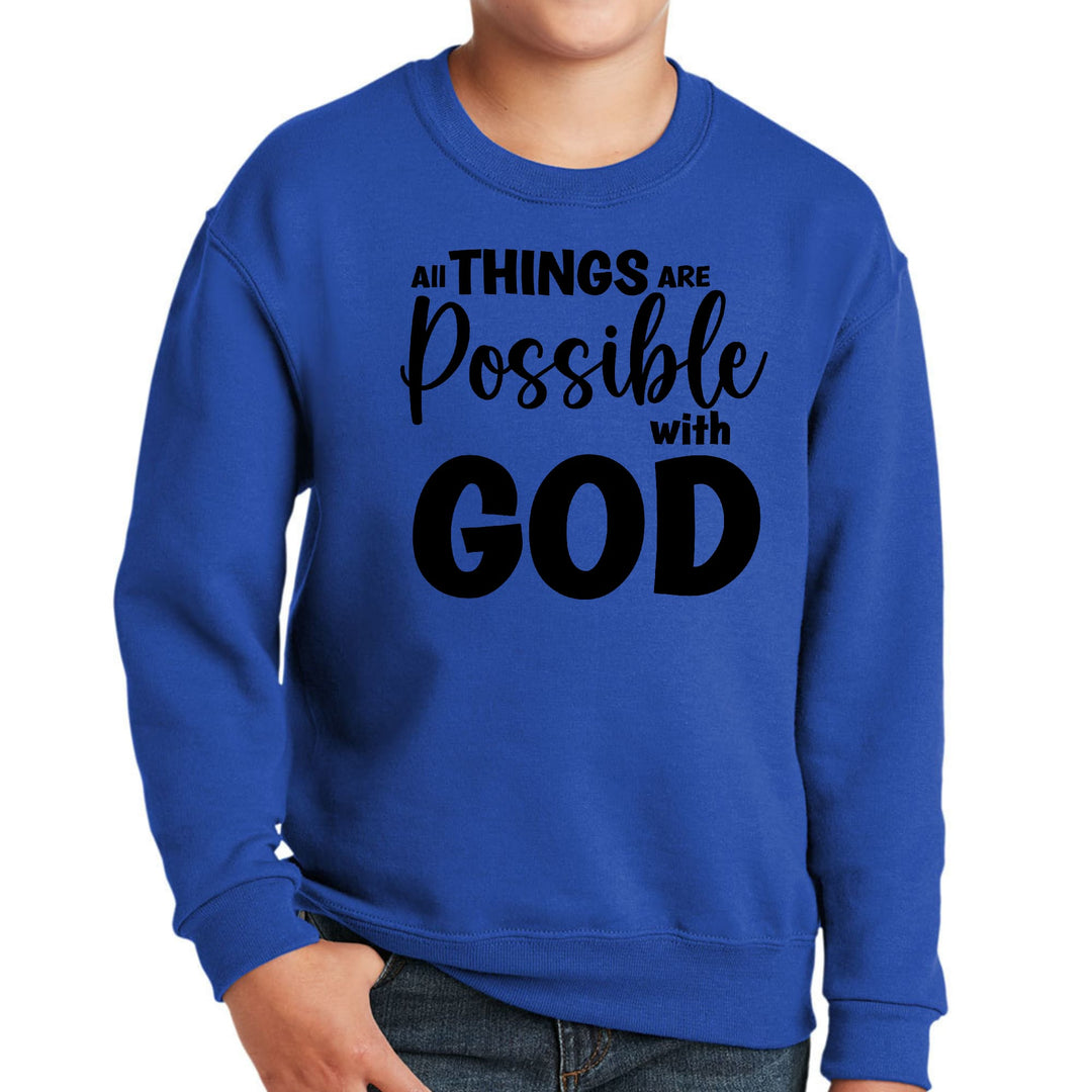 Youth Graphic Sweatshirt All Things are Possible with God - Black - Youth