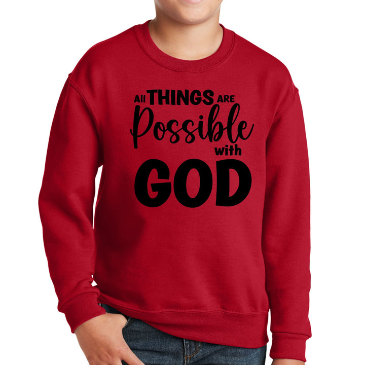 Youth Graphic Sweatshirt All Things are Possible with God - Black - Youth