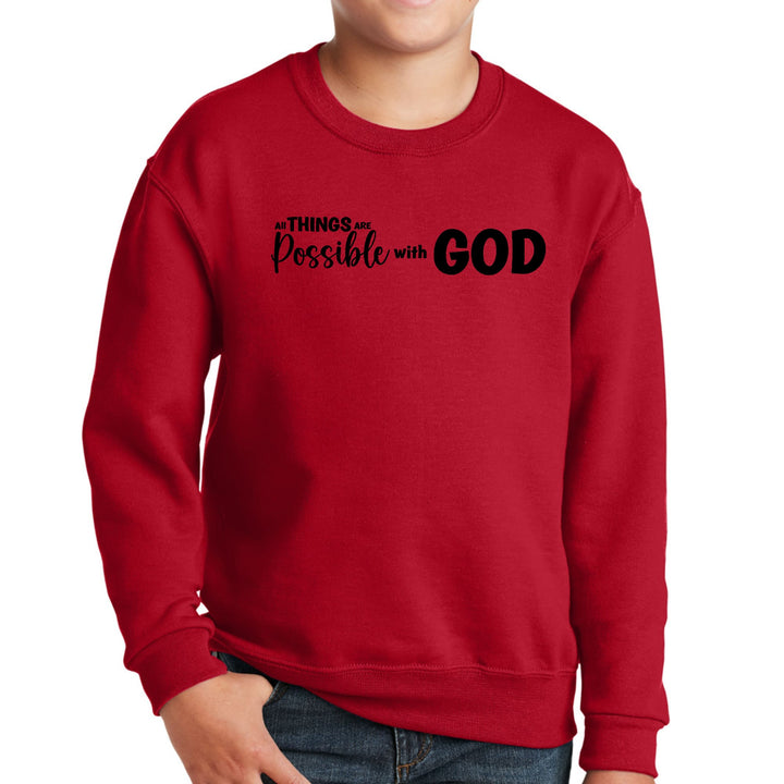 Youth Graphic Sweatshirt All Things are Possible with God - Black - Youth