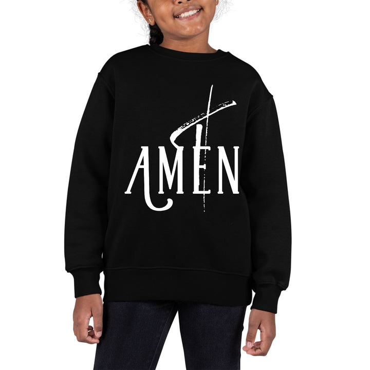 Youth Graphic Sweatshirt Amen White Print - Girls | Sweatshirts