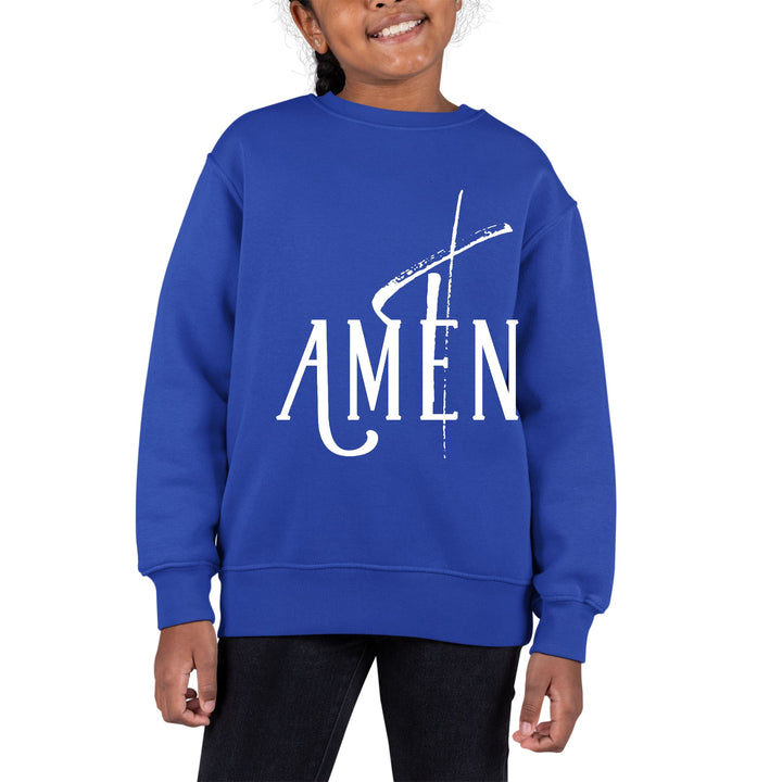 Youth Graphic Sweatshirt Amen White Print - Girls | Sweatshirts