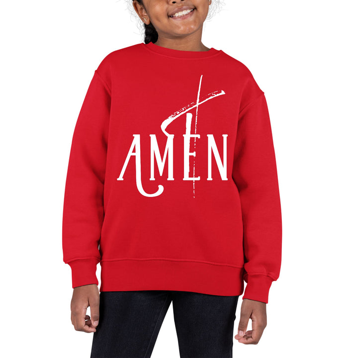 Youth Graphic Sweatshirt Amen White Print - Girls | Sweatshirts