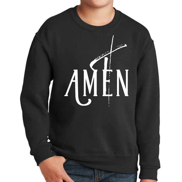 Youth Graphic Sweatshirt Amen White Print - Youth | Sweatshirts