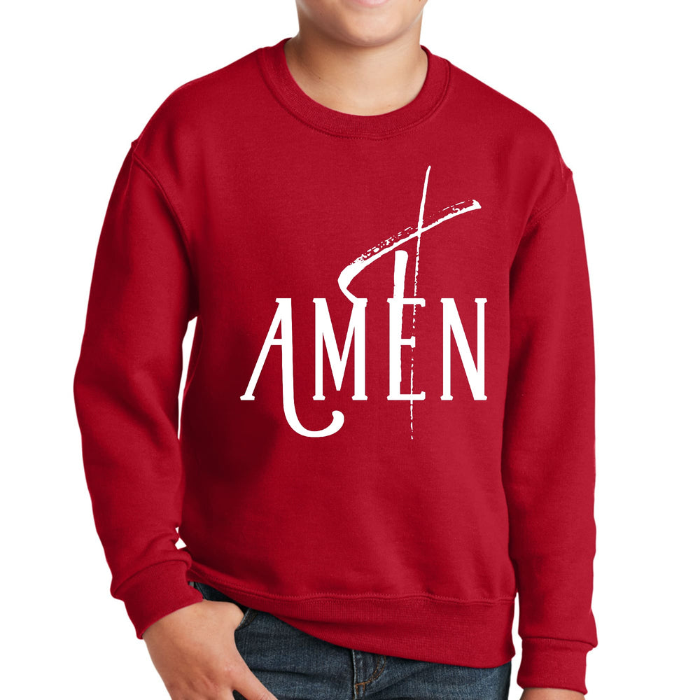 Youth Graphic Sweatshirt Amen White Print - Youth | Sweatshirts