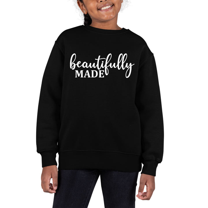 Youth Graphic Sweatshirt Beautifully Made Inspiration Affirmation - Girls