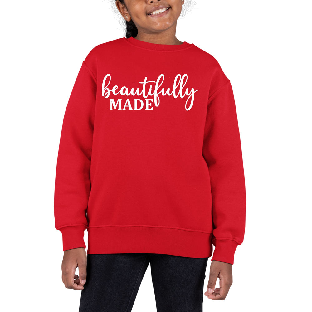 Youth Graphic Sweatshirt Beautifully Made Inspiration Affirmation - Girls