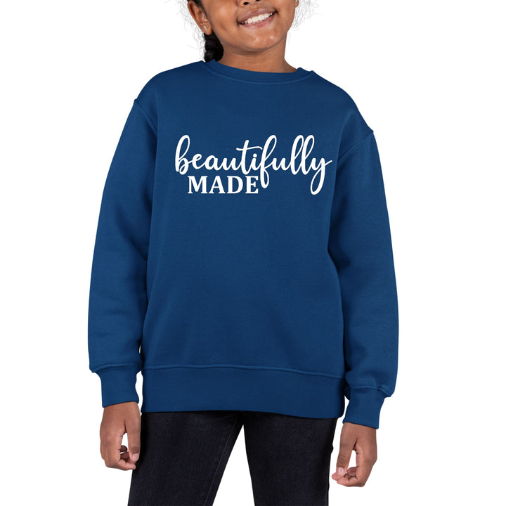 Youth Graphic Sweatshirt Beautifully Made Inspiration Affirmation - Girls