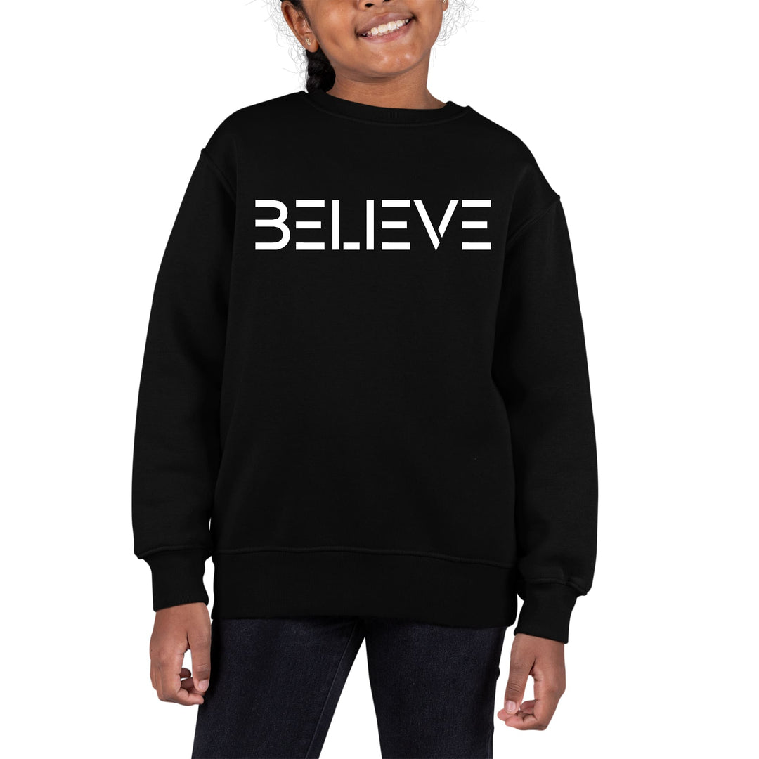 Youth Graphic Sweatshirt Believe White Print - Girls | Sweatshirts