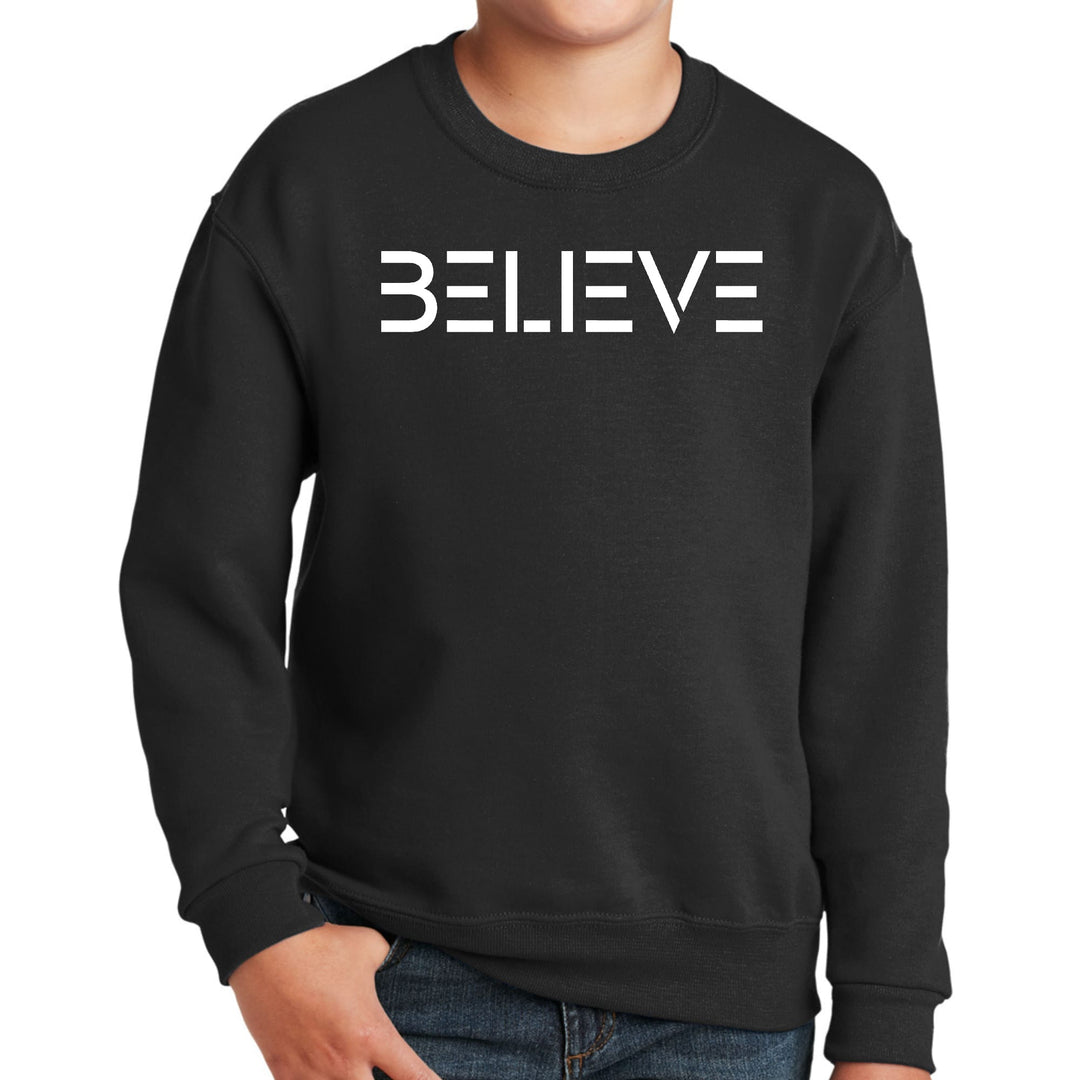 Youth Graphic Sweatshirt Believe White Print - Youth | Sweatshirts