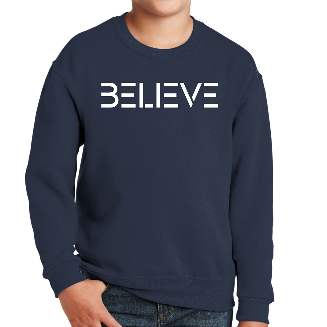 Youth Graphic Sweatshirt Believe White Print - Youth | Sweatshirts