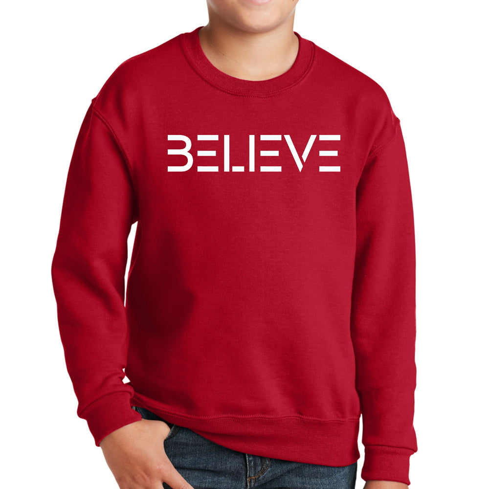 Youth Graphic Sweatshirt Believe White Print - Youth | Sweatshirts